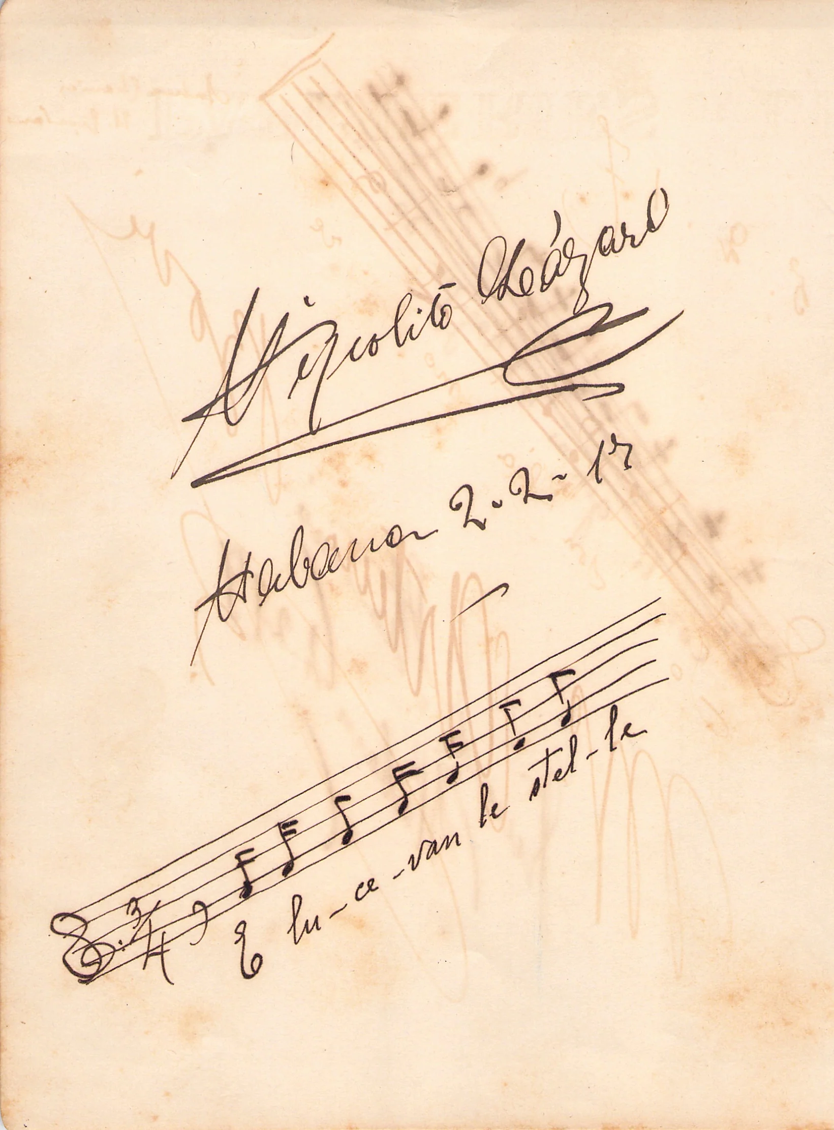 Lazaro, Hipolito - Stracciari, Riccardo - Signed Album Page with Music Quotes 1917