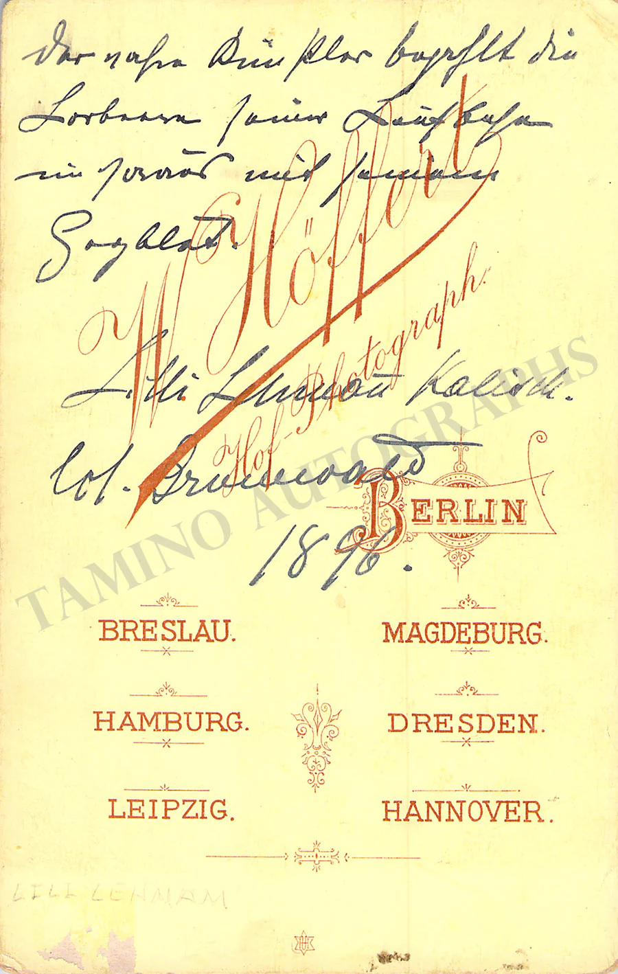 Lehmann, Lilli - Various Autographs - Image 9