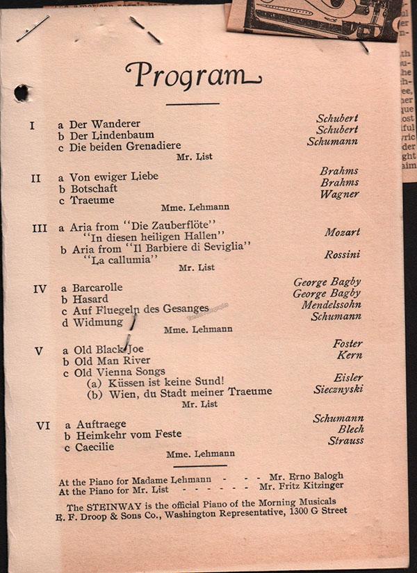 Lehmann, Lotte - Signed Programs (Various Options) - Image 2
