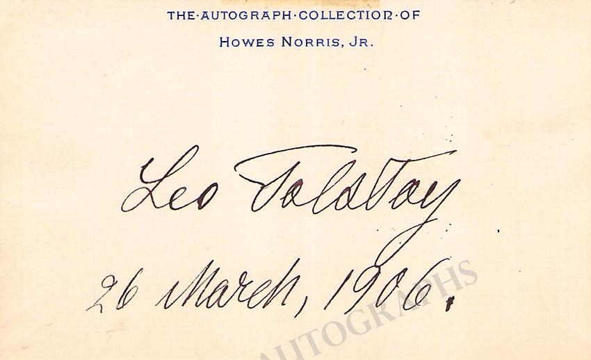 Tolstoi, Leo - Signed Card 1906