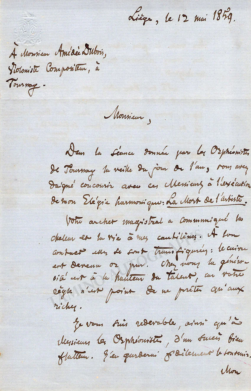Terry, Leonard - Autograph Letter Signed 1859