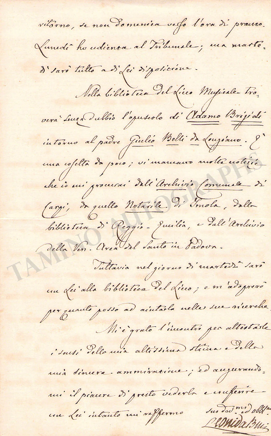 Busi, Leonida - Set of 5 Autographs Letters Signed - Image 5