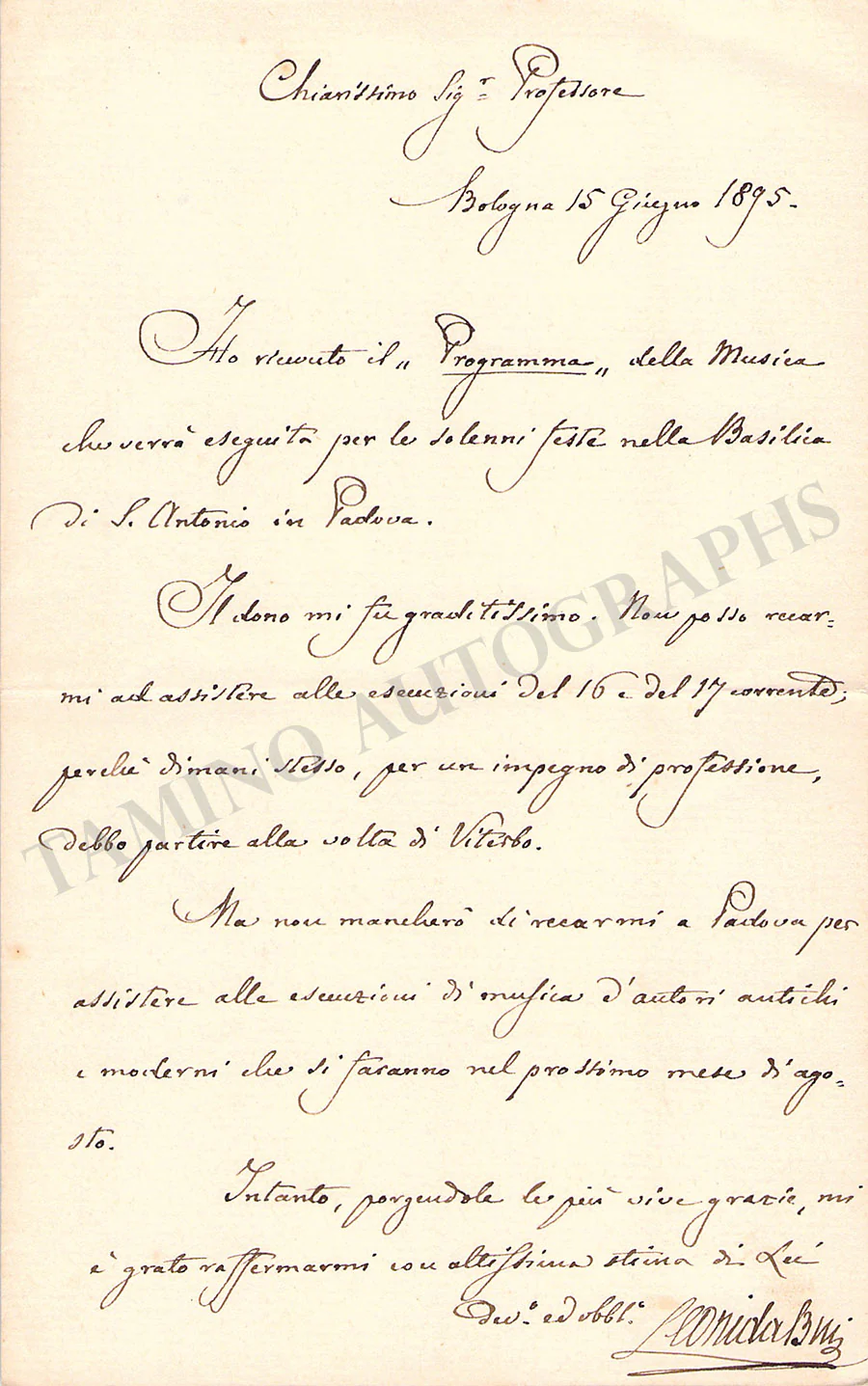 Busi, Leonida - Set of 5 Autographs Letters Signed - Image 9