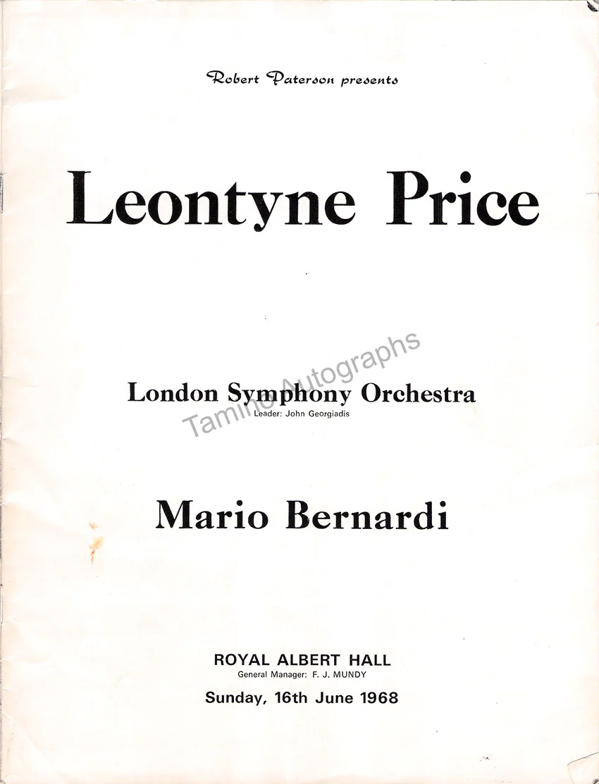 Price, Leontyne - Signed Program London 1968 - Image 3