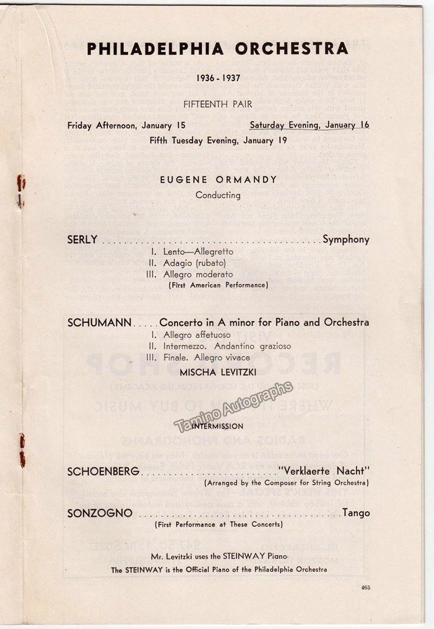 Levitzki, Mischa - Concert Program Philadelphia 1937