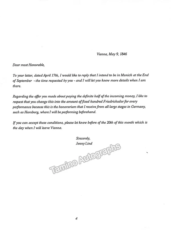Lind, Jenny - Autograph Letter Signed 1846 - Image 2