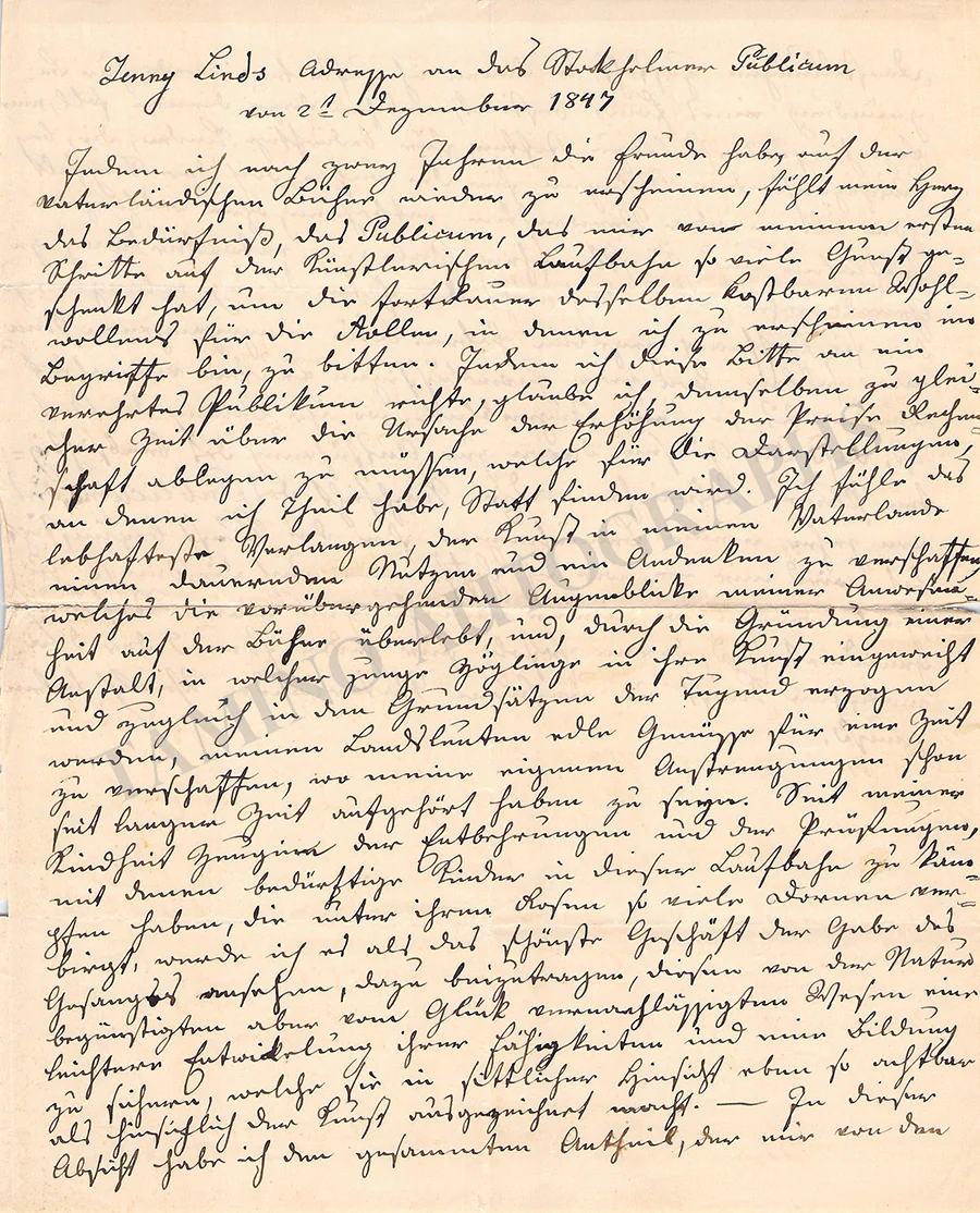 Lind, Jenny - Lot of 10 Autograph Letters Signed from friends and contemporaries - Image 22