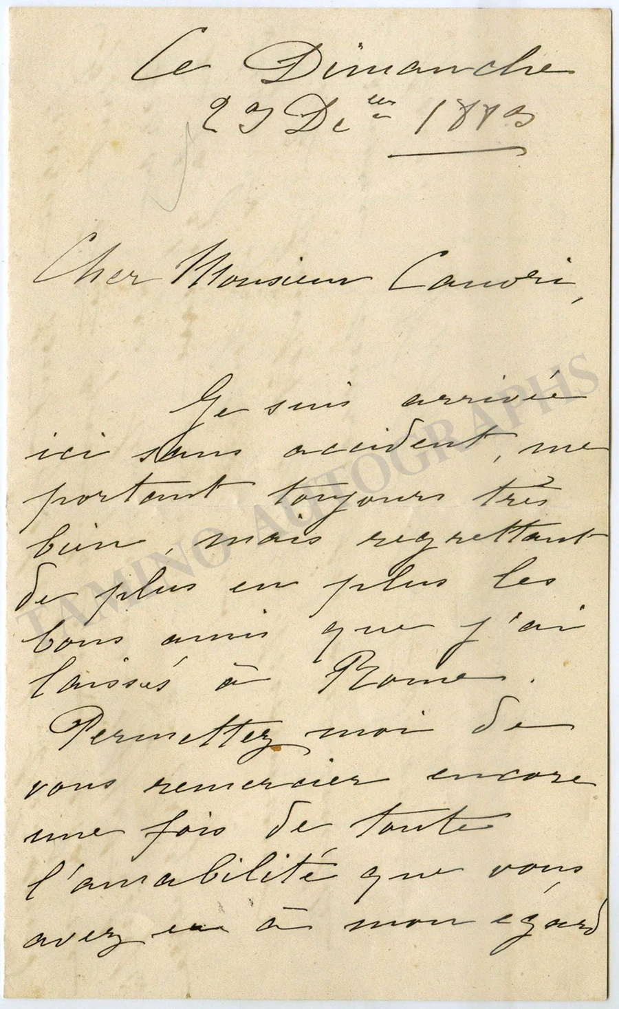 Frandin, Lison - Autograph Letter Signed 1883