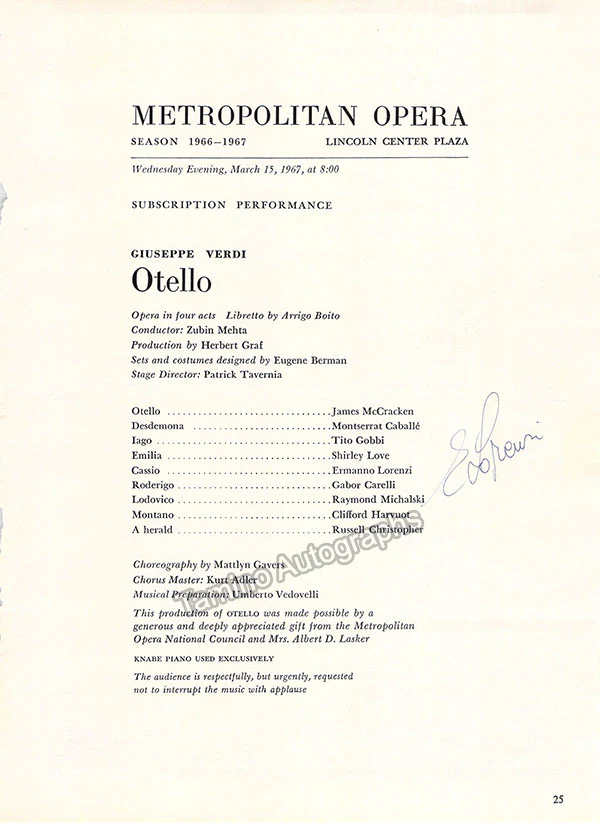Lorenzi, Ermanno - Signed Photograph + Signed Cast Page - Image 2