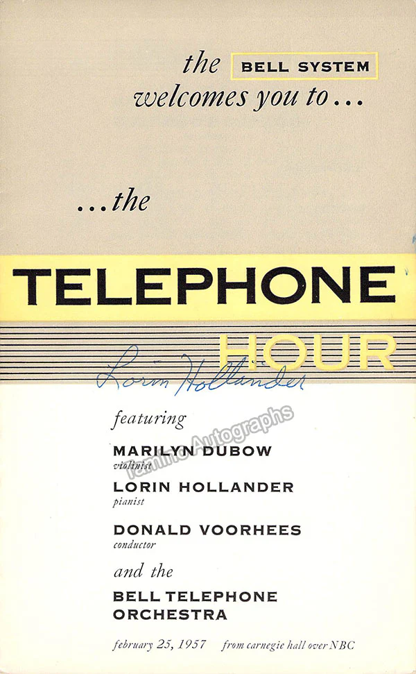Hollander, Lorin - Signed Program 1957