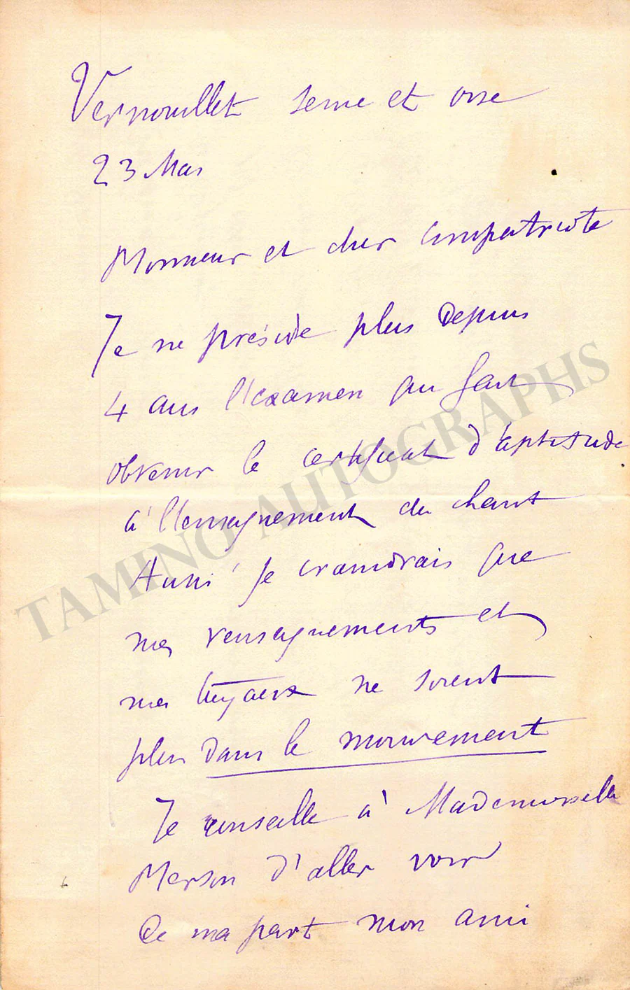 Bourgault-Ducoudray, Louis-Albert - Set of 2 Autograph Letters Signed