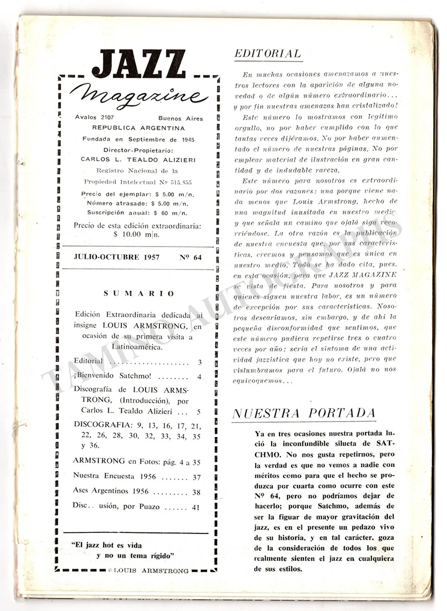 Armstrong, Louis - Double Signed Magazine 1957 - Image 3