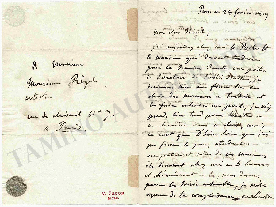 Loiseau de Persuis, Louis-Luc - Autograph Letter Signed 1819