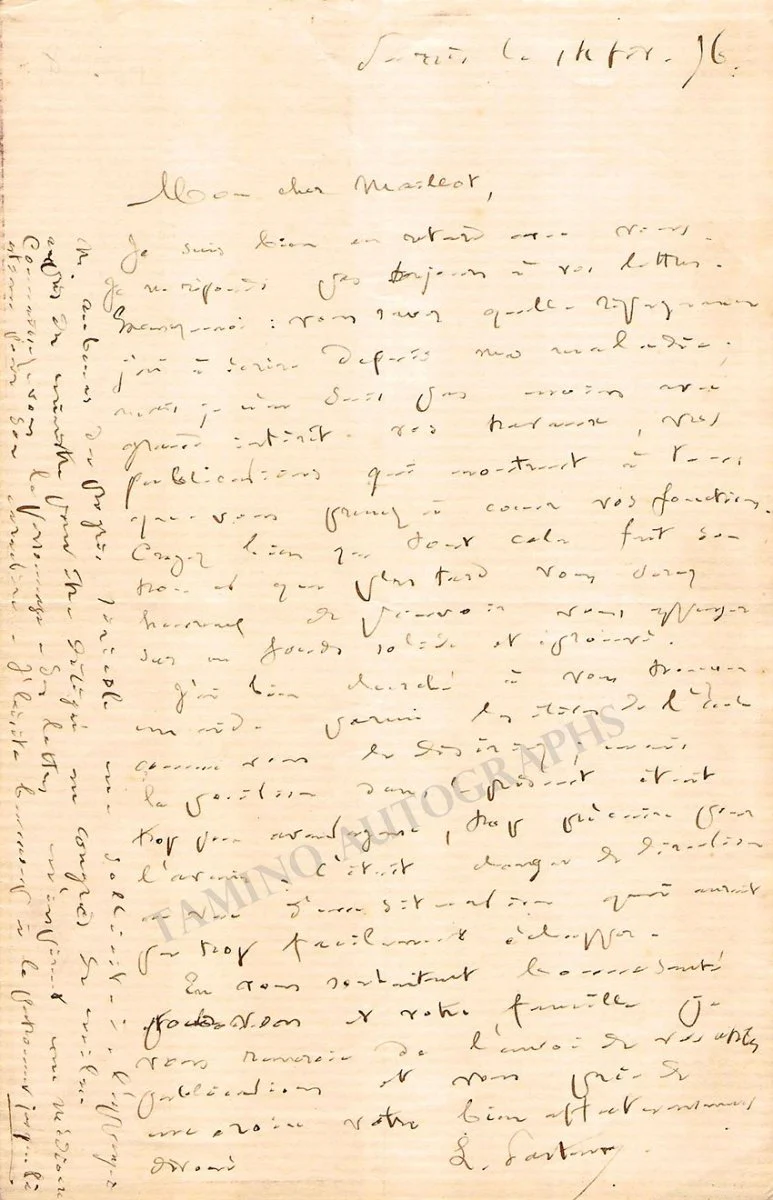 Pasteur, Louis - Autograph Letter Signed 1876