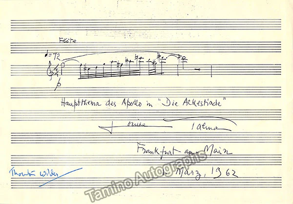 Talma, Louise - Autograph Music Quote Signed 1962