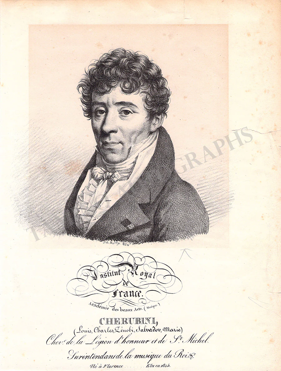 Cherubini, Luigi - Signed Document 1830 & Print - Image 2