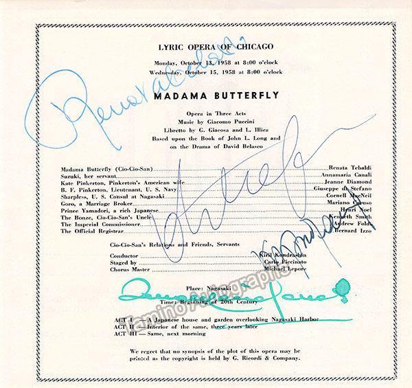 Lyric Opera of Chicago - Signed Program Clips and Cast Pages 1950s (Various Autographs) - Image 13