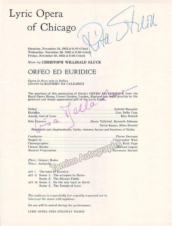 Lyric Opera of Chicago - Signed Program Clips and Cast Pages 1960s (Various Autographs) - Image 19
