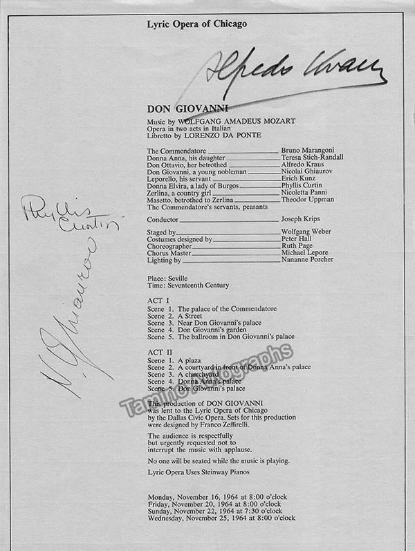 Lyric Opera of Chicago - Signed Program Clips and Cast Pages 1960s (Various Autographs) - Image 21