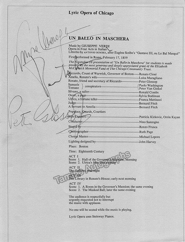 Lyric Opera of Chicago - Signed Program Clips and Cast Pages 1960s (Various Autographs) - Image 36