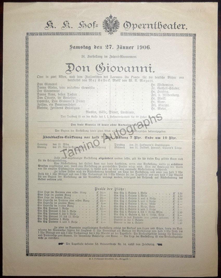 Mahler, Gustav - Hof-Operntheater Opera Programs - Image 4