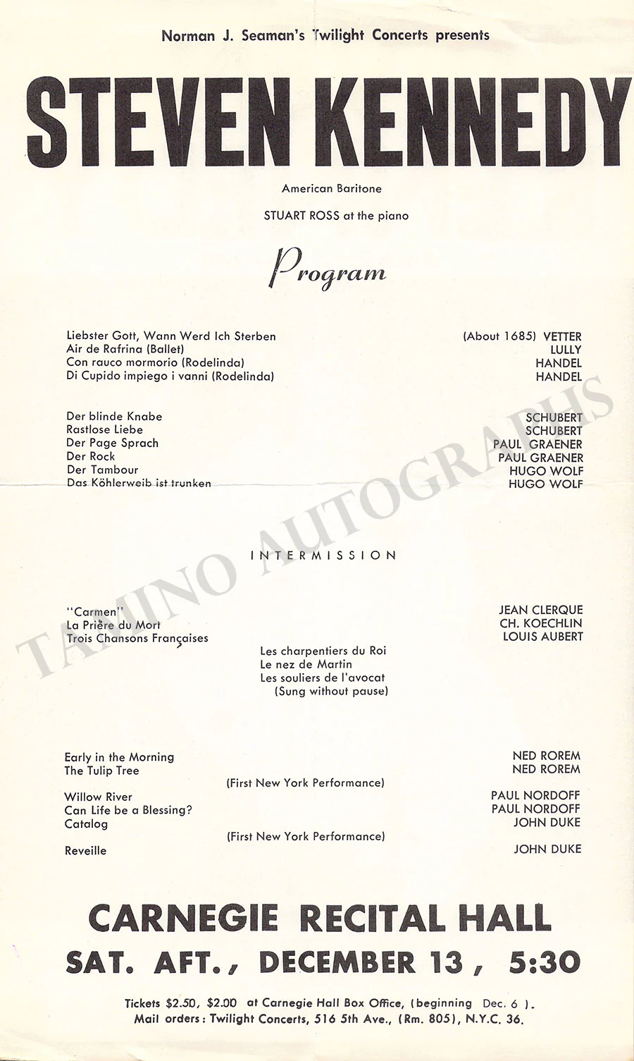 Male Singers - Collection of 90+ Playbills, Brochures & Programs - Image 121