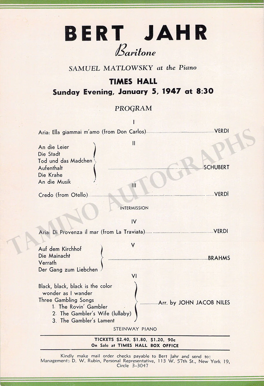 Male Singers - Collection of 90+ Playbills, Brochures & Programs - Image 123