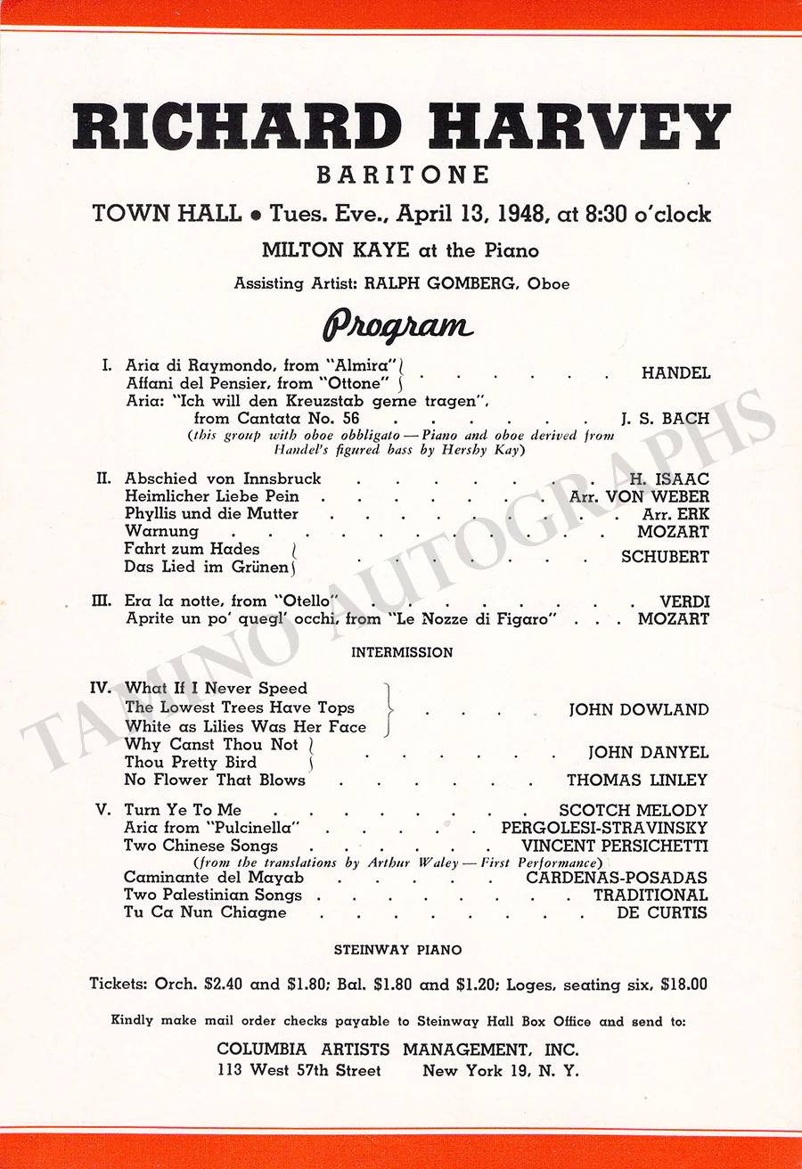 Male Singers - Collection of 90+ Playbills, Brochures & Programs - Image 133
