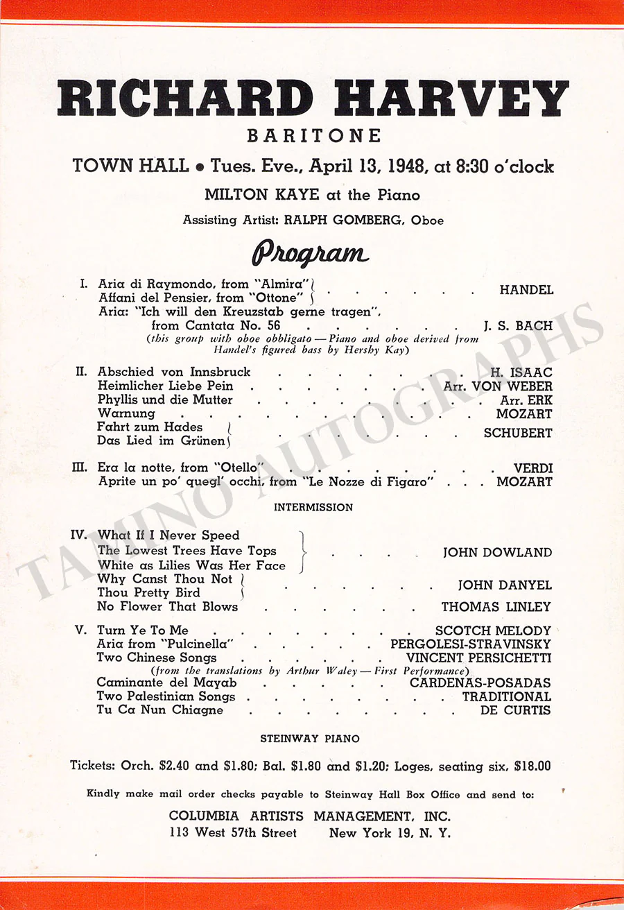Male Singers - Collection of 90+ Playbills, Brochures & Programs - Image 18