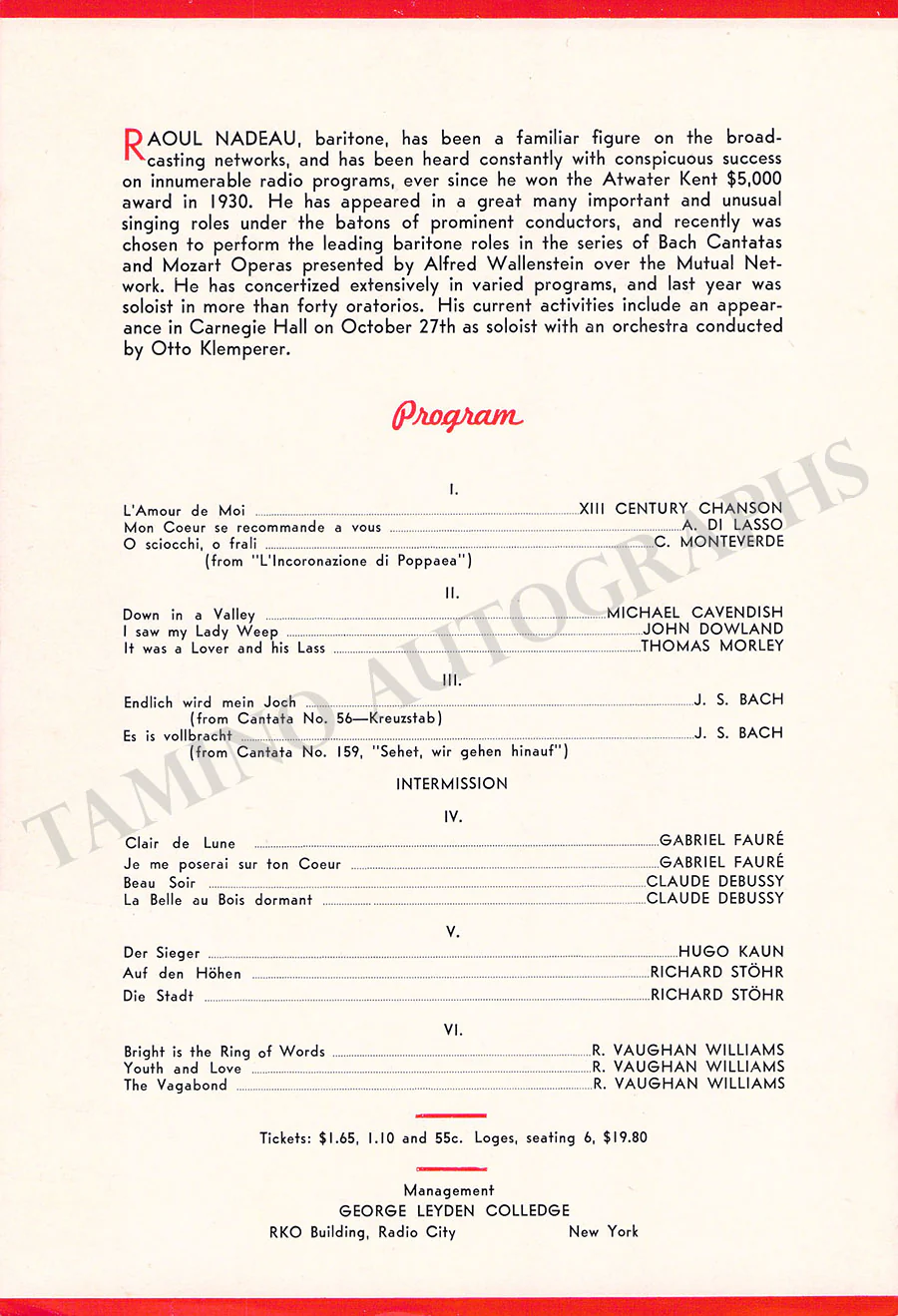 Male Singers - Collection of 90+ Playbills, Brochures & Programs - Image 23