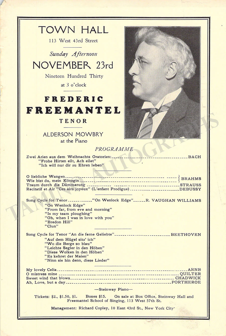 Male Singers - Collection of 90+ Playbills, Brochures & Programs - Image 32
