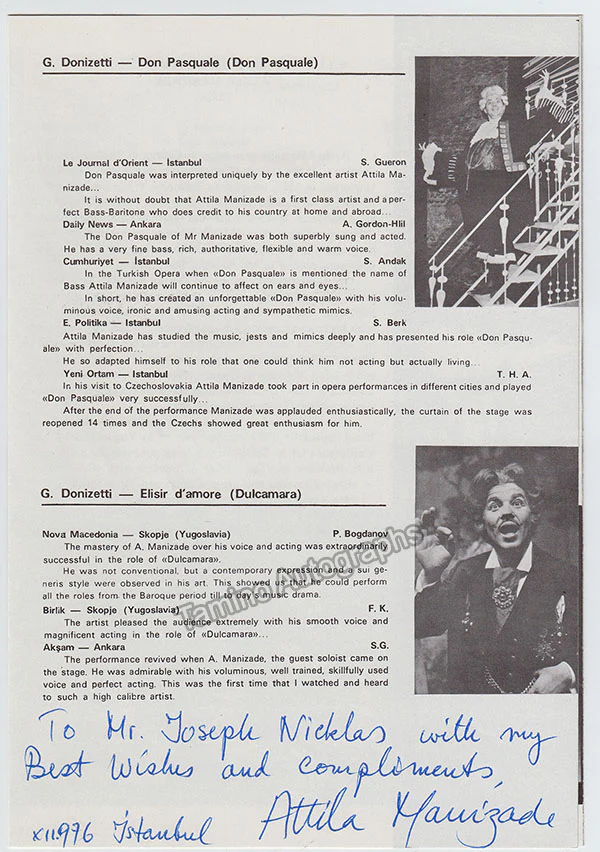 Manizade, Attila - Signed Brochure - Image 2
