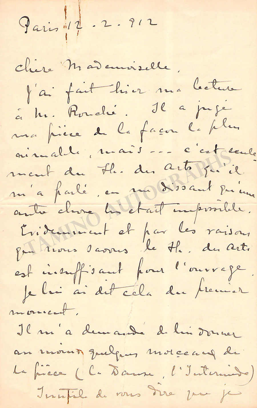 De Falla, Manuel - Autograph Letter Signed 1912
