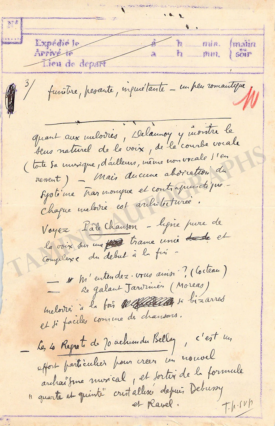 Delannoy, Marcel - Signed Document