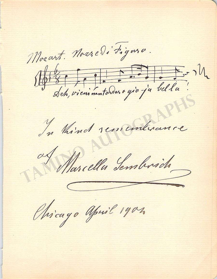 Sembrich, Marcella - Autograph Manuscripts (Various Options) - Image 5