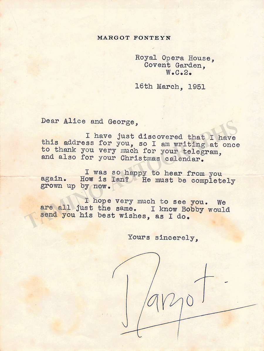 Fonteyn, Margot - Lot of Autograph Notes & Letters Signed - Image 4