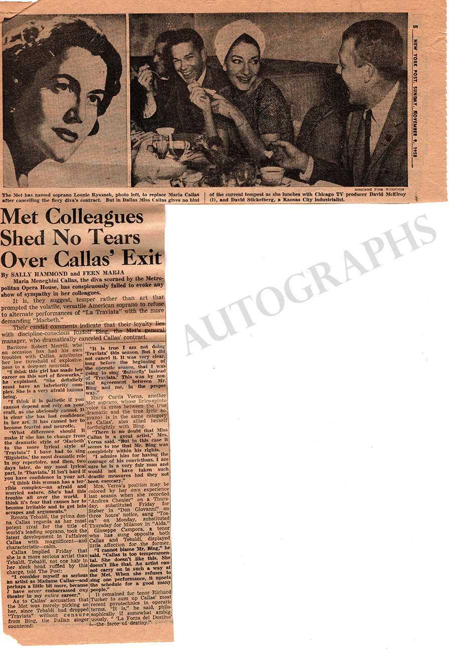 Callas, Maria - Autograph Letter Signed 1959, Photos & Clips - Image 10