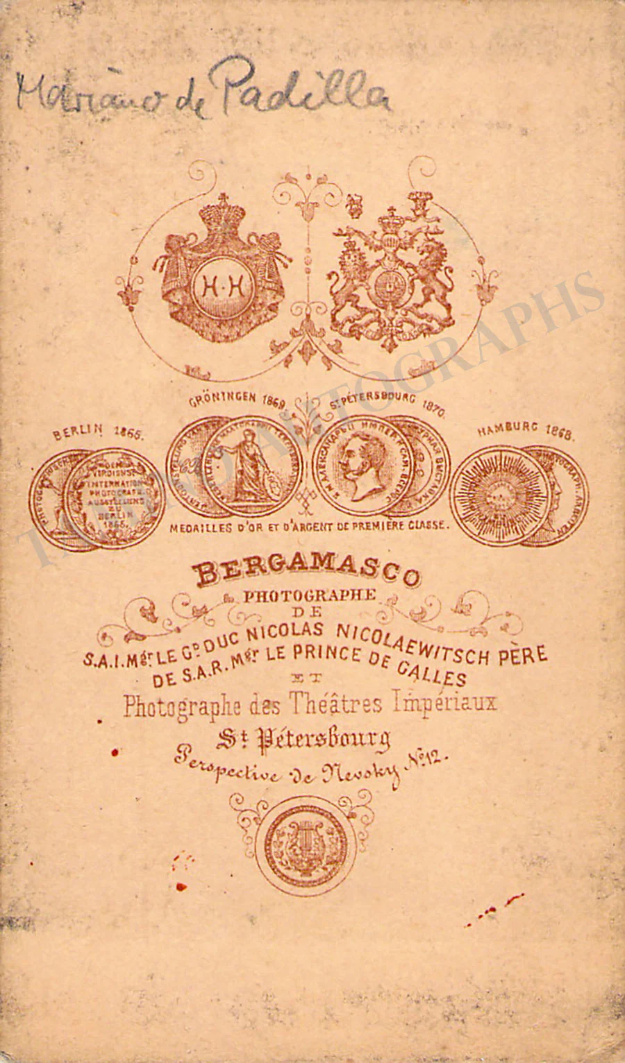Padilla y Ramos, Mariano de - Set of 5 CDV Photos - Image 6
