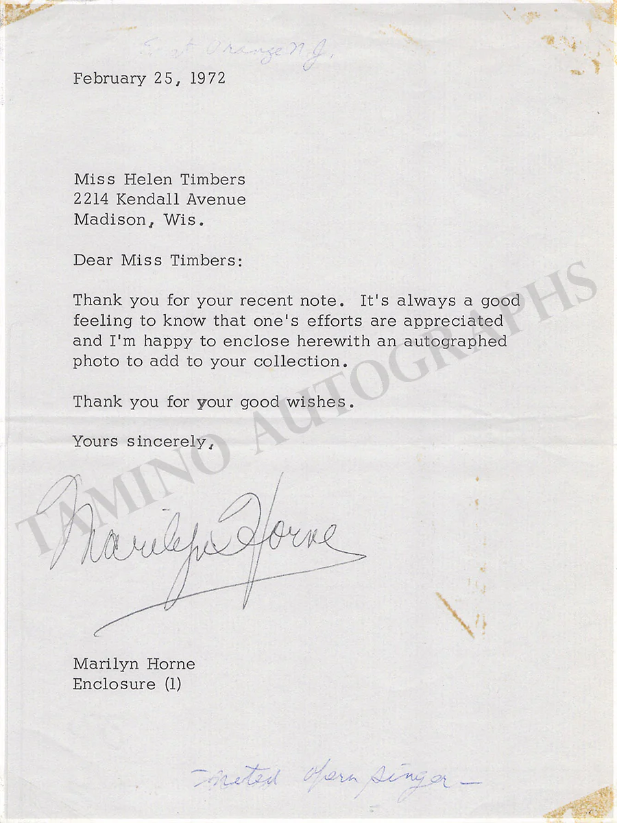 Horne, Marilyn - Signed Photograph 1972 - Image 2