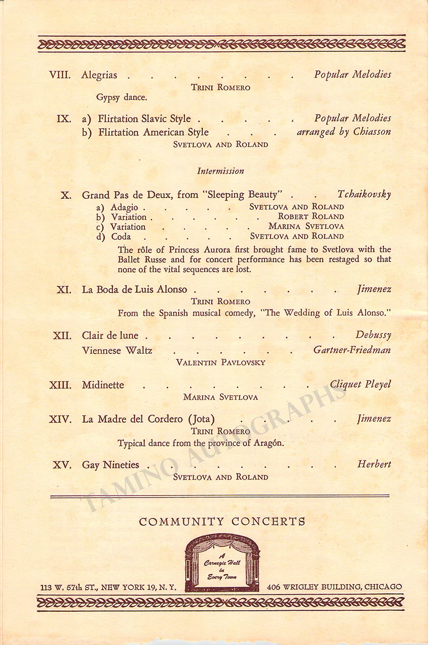 Svetlova, Marina  & Others - Signed Program 1949/50 - Image 3