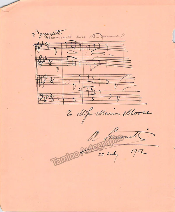 Hambourg, Mark - Autograph Music Quote Signed 1901 - Image 2