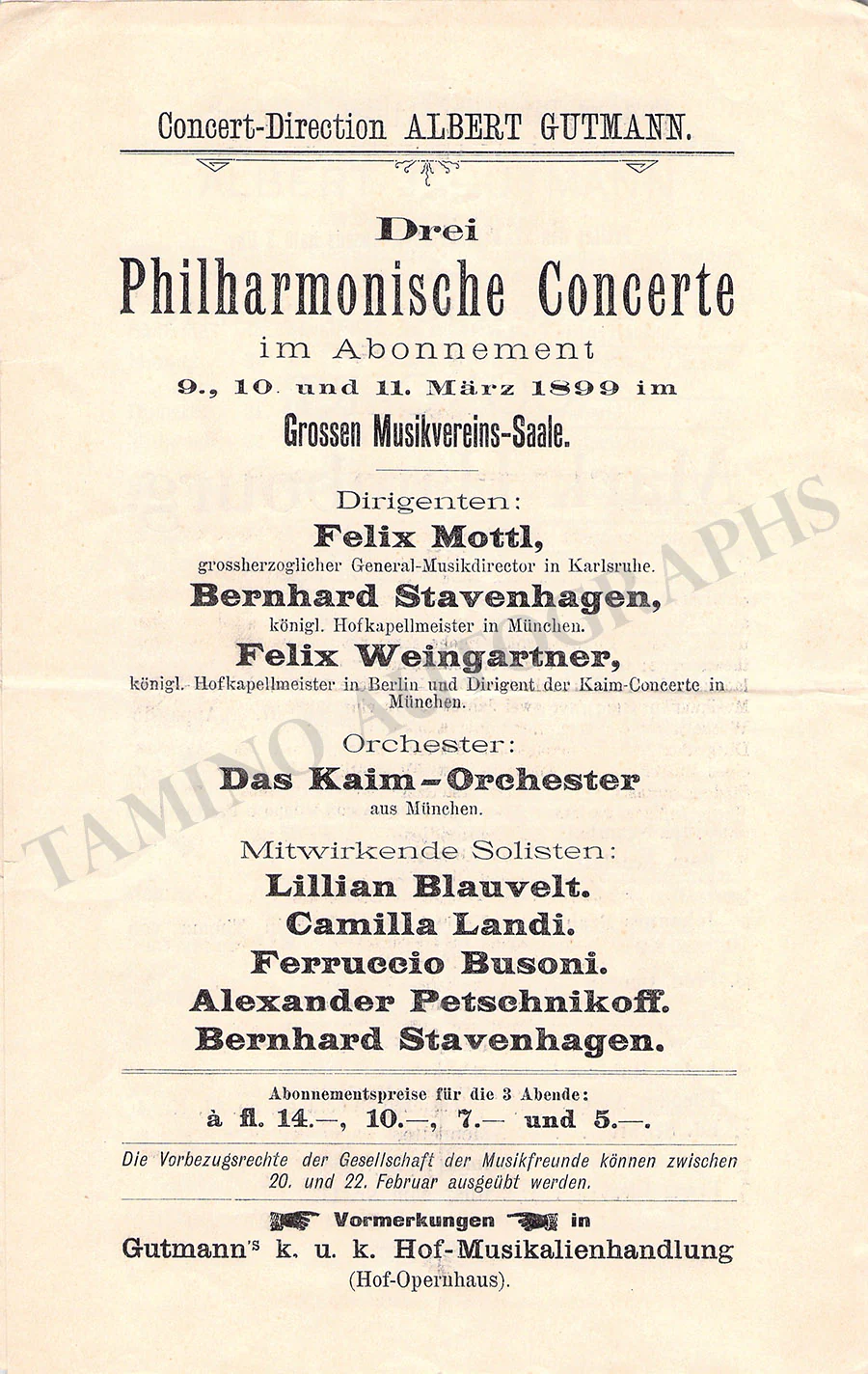 Hambourg, Mark - Concert Program 1899 - Image 2