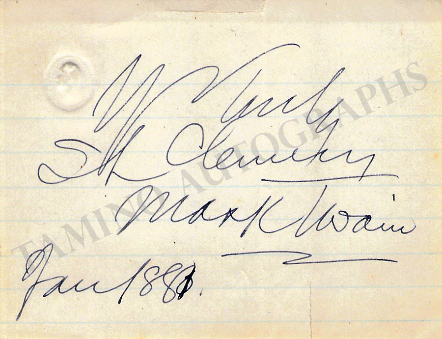 Twain, Mark (Samuel Clemens) - Signed Card 1881