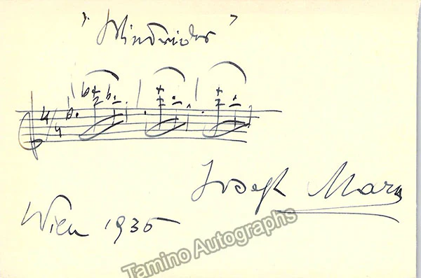 Marx, Joseph - Autograph Music Quote Signed 1935