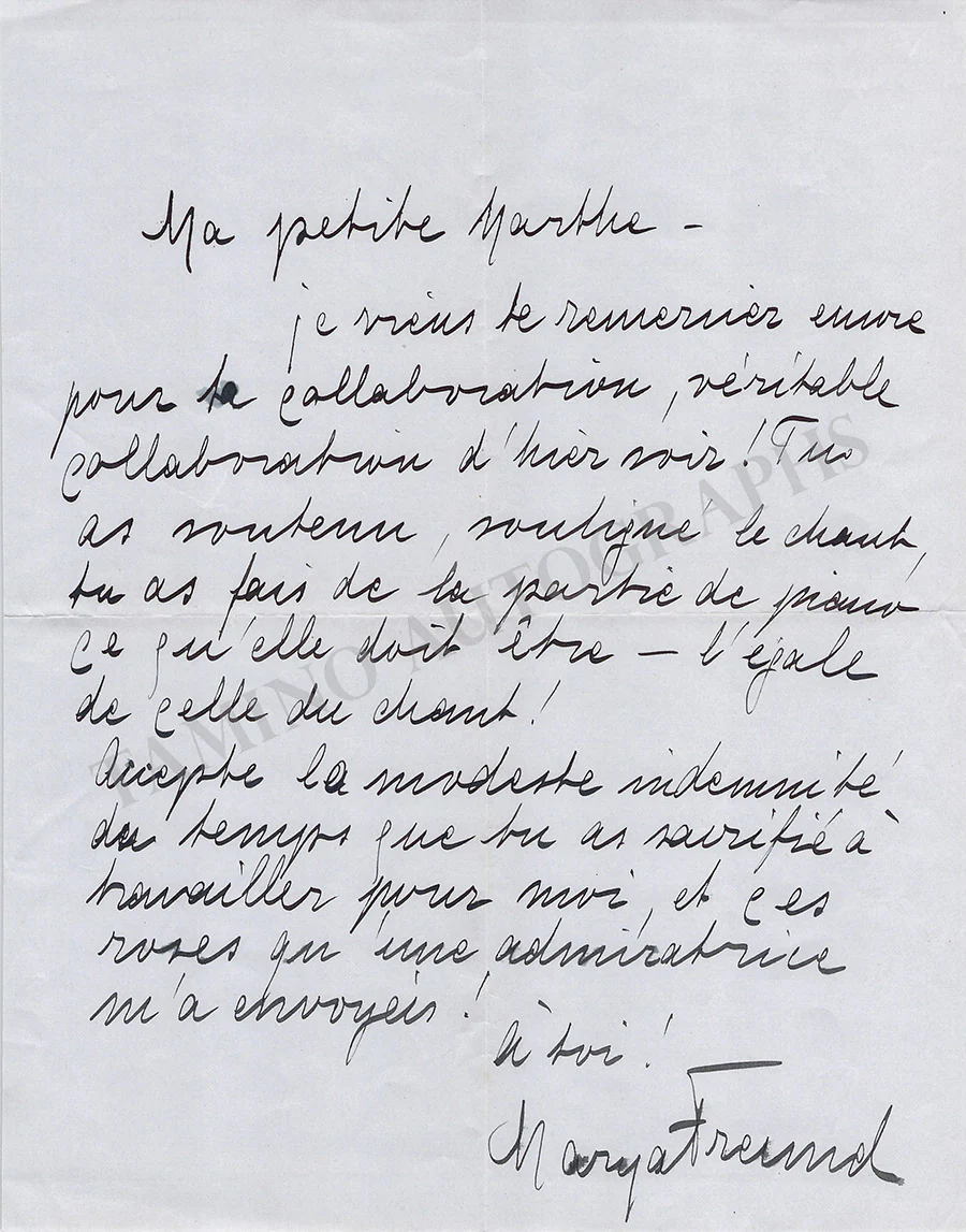 Freund, Marya - Autograph Letter Signed