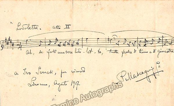 Mascagni, Pietro - Autograph Music Quote 1917
