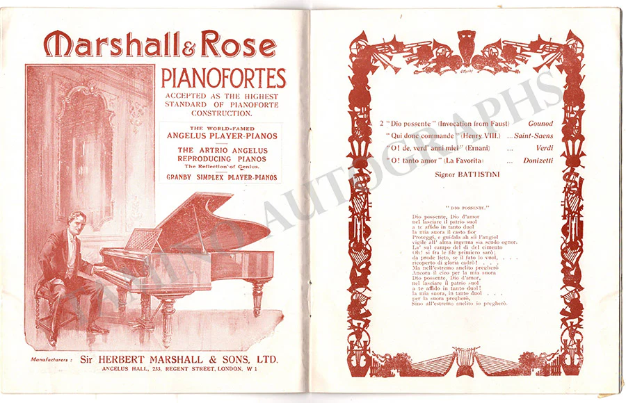 Battistini, Mattia - Farewell Program London 1924 - Image 5