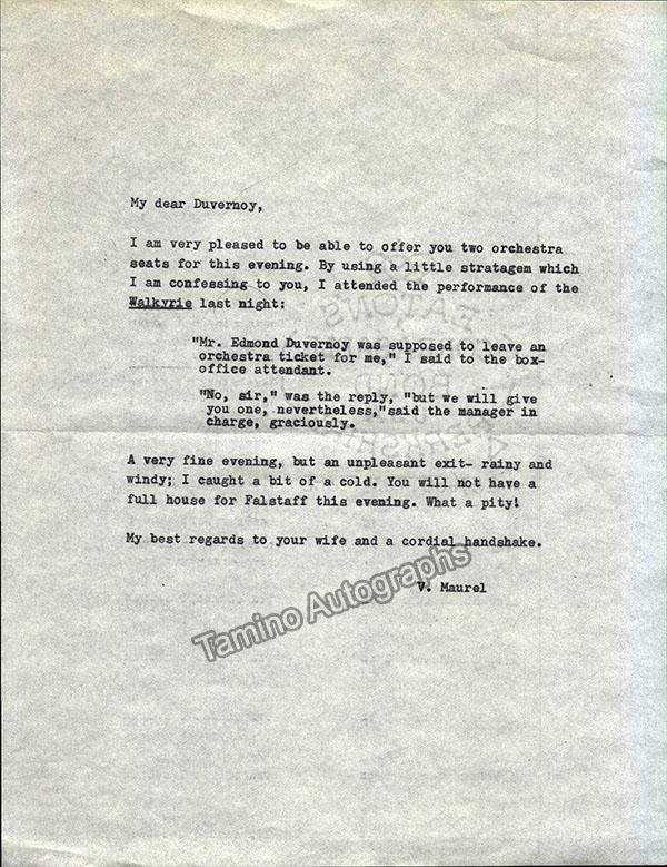 Maurel, Victor - Autograph Manuscripts (Various Options) - Image 3