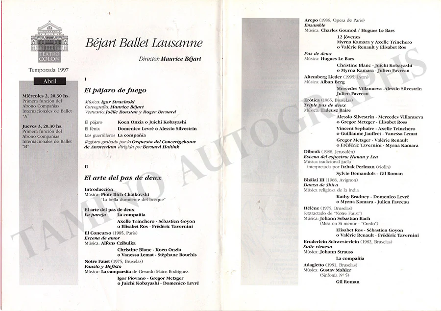 Bejart, Maurice - Signed Program Laussane 1997 - Image 3