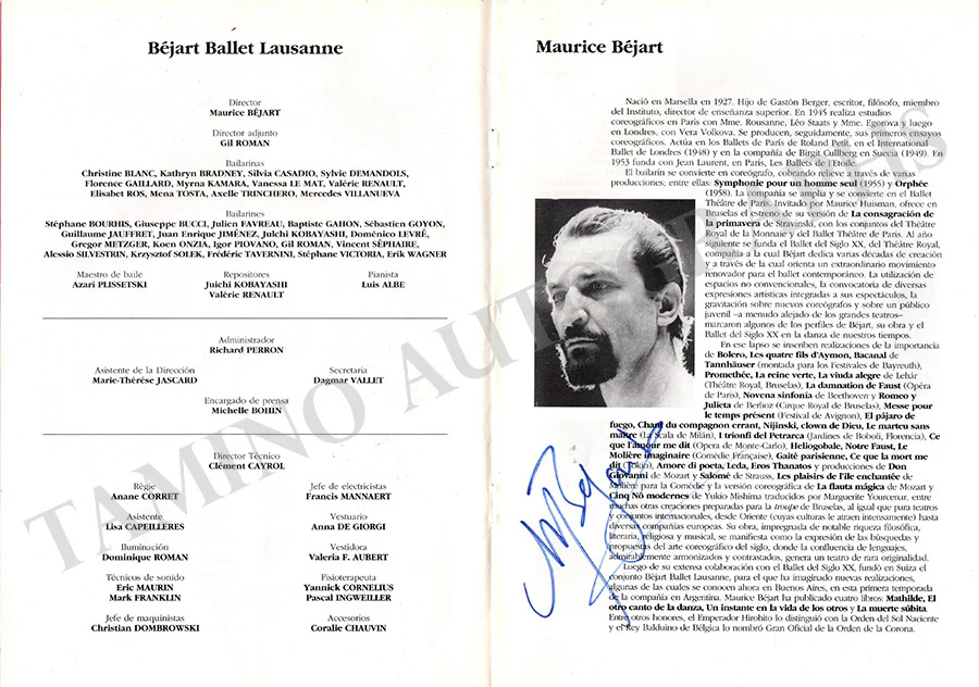 Bejart, Maurice - Signed Program Laussane 1997 - Image 4